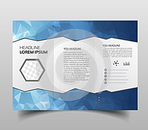 Brochure design template polygonal tri-fold abstract triangles, Modern triangle presentation template. Business design background,
