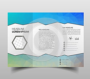 Brochure design template polygonal tri-fold abstract triangles, Modern triangle presentation template. Business design background