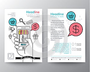 Brochure Flyer design Layout template with digital marketing concept