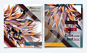 Brochure flyer design template vector cover presentation abstract style with colorful leafs