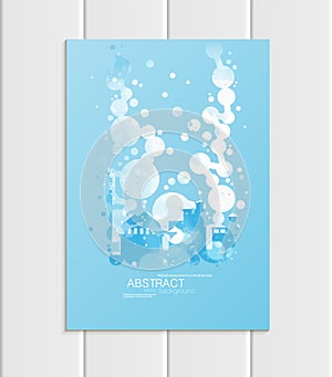 Brochure A5 or A4 format design Christmas urban city, abstract circles, winter landscape New Year 2018