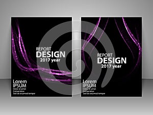 Brochure with futuristic light wave. Report, flyer, business layout, presentation template A4 size.