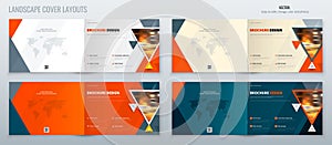 Brochure landscape template layout, cover design annual report, magazine, flyer or booklet in A4 with triangle geometric