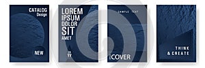 Brochure layout design templates. Dark blue and black waves texture. Buoyant wavy flux background pattern. photo