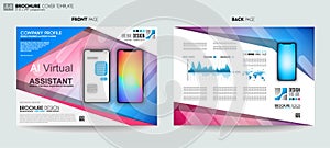 Brochure layout Mobile AI artificial intelligent chat bot support template and UI phone