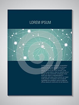 Brochure navy blue cover design template with abst