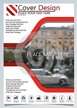 Brochure template for annual technology related reposts,vector design a4 layout with space for text and photos seven photo