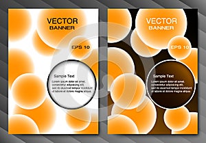 Brochure template or banner. Orange balls and place for text. Abstract vector background. Dark and light version.