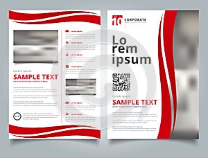 Brochure Template curve lines red color scheme with image background and simple text.