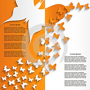 Brochure template design with cut butterflies.