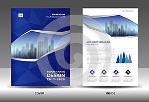 Brochure template layout, Blue cover design annual report