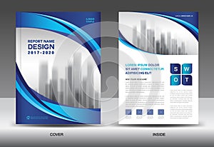 Brochure template layout, Blue cover design, annual report