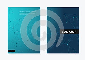 Brochure template layout and cover design annual report, magazine in A4 with polygonal triangles and connected lines and