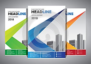 Brochure template layout, cover design annual report, magazine, flyer or booklet in A4 with blue geometric shapes on polygonal bac