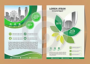 Brochure template layout, cover design annual report, magazine, flyer or booklet in A4 with blue geometric shapes on polygonal bac