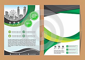 Brochure template layout, cover design annual report, magazine, flyer or booklet in A4 with blue geometric shapes on polygonal bac