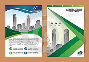 Brochure template layout, cover design annual report, magazine, flyer or booklet in A4 with blue geometric shapes on polygonal bac