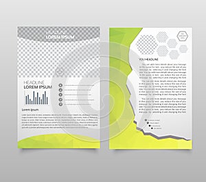 Brochure template layout, cover design annual report, magazine, flyer, leaflet booklet in A4 with turquoise colorful triangles tex