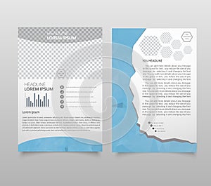 Brochure template layout, cover design annual report, magazine, flyer, leaflet booklet in A4 with turquoise colorful triangles tex