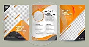 Brochure template layout design. Corporate business annual report, catalog, magazine mockup. Layout with modern orange elements an