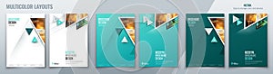 Brochure template layout design with triangles. Corporate business annual report, catalog, magazine, flyer mockup