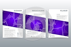 Brochure template layout, flyer, cover, annual report, magazine in A4 size. Structure of molecular particles and atom