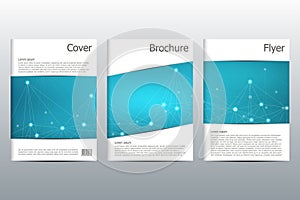 Brochure template layout, flyer, cover, annual report, magazine in A4 size. Structure of molecular particles and atom
