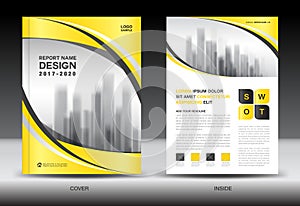Brochure template layout, Yellow cover design, annual report