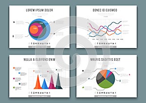 Brochure templates with infographics design elements. Vector set of charts, graphs, circle charts and diagrams.