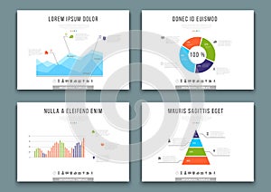 Brochure templates with infographics design elements. Vector set of charts, graphs, circle charts and diagrams.