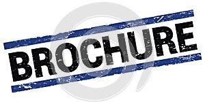 BROCHURE text on black-blue rectangle stamp sign
