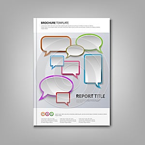 Brochures book or flyer with colorful abstract speak bubbles