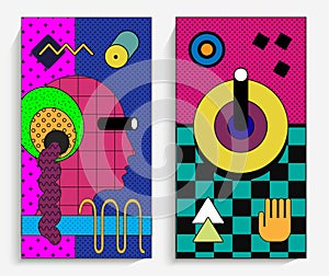 Brochures with memphis design elements