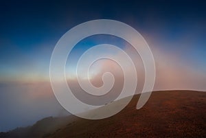 Brocken spectre also called Brocken bow, mountain spectre, or spectre of the Brocken