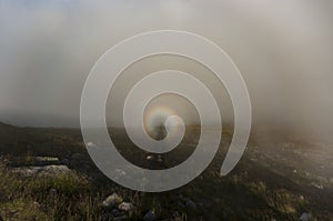 Brocken spectre in Western Tatra Mountains. Poland