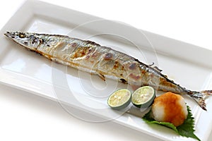 Broiled saury with salt