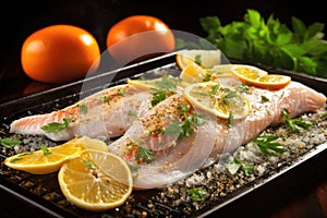 broiling fish fillet spreading citrus aroma