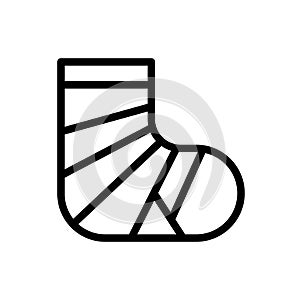 Broken leg plaster line flat vector icon