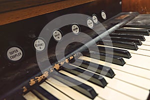 Broken antique piano