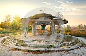 Broken arbour in park