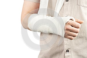 Broken arm in a bandage