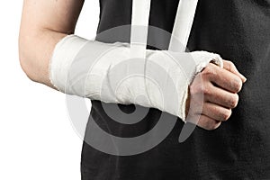 Broken arm in a bandage