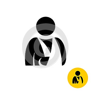 Broken arm icon. Injured man silhouette. Hospital patient symbol.