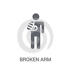 Broken arm icon. Trendy Broken arm logo concept on white background from Insurance collection
