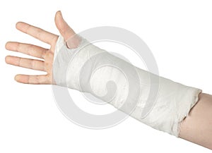 Broken arm, on a white background