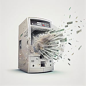 Broken ATM spews paper money
