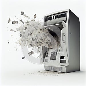 Broken ATM spews paper money photo