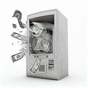 Broken ATM spews paper money photo