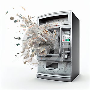 Broken ATM spews paper money photo