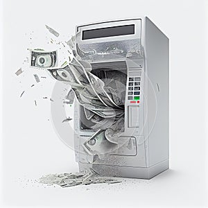 Broken ATM spews paper money photo